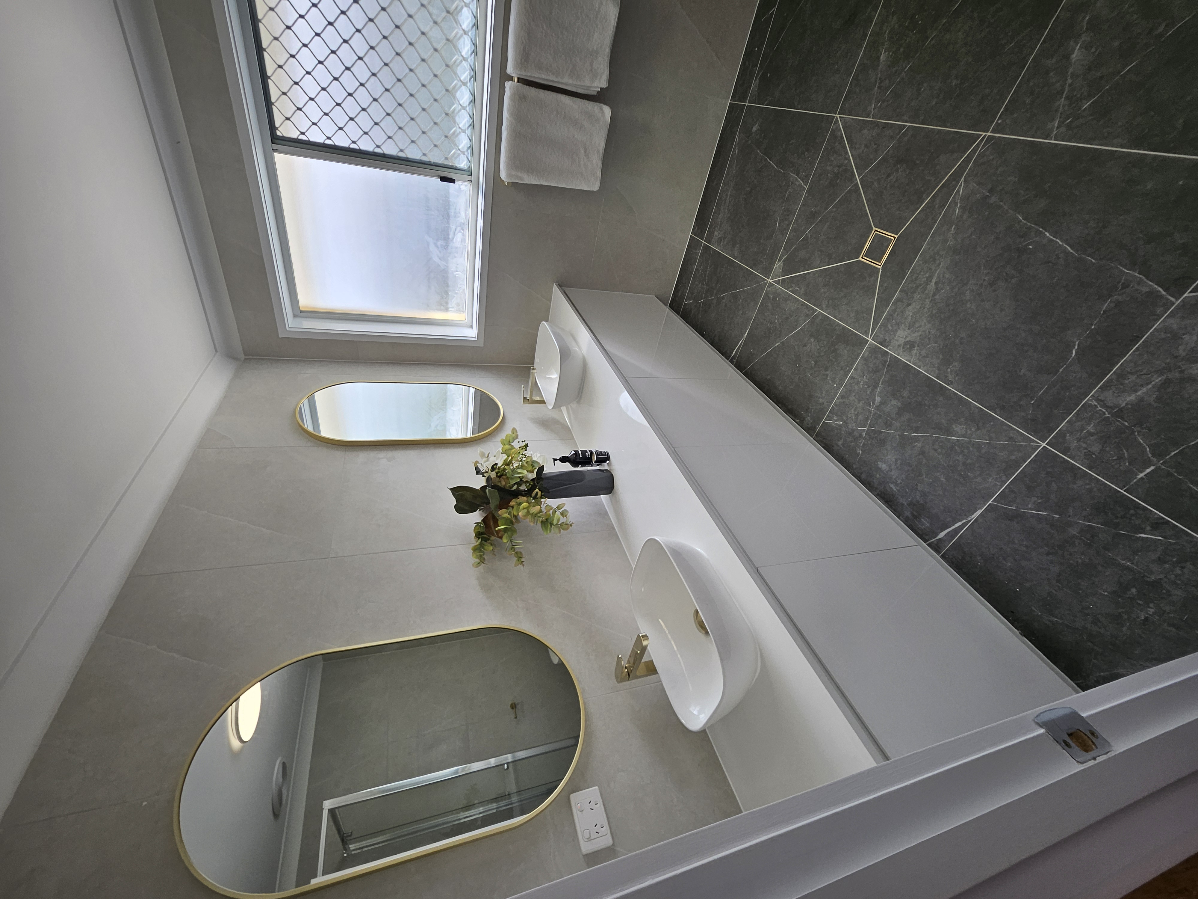 Bathroom double vanity marble