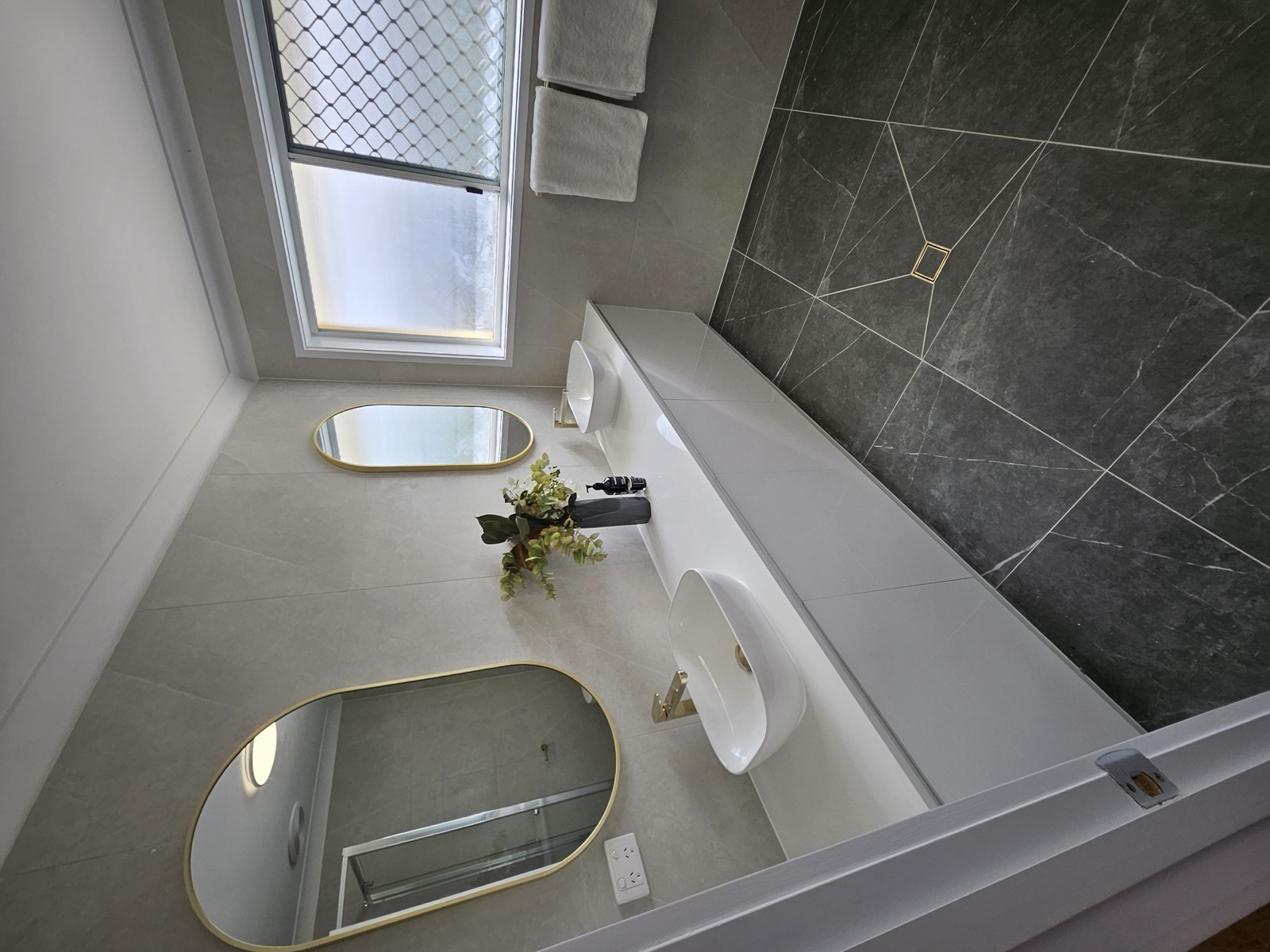 Bathroom double vanity marble